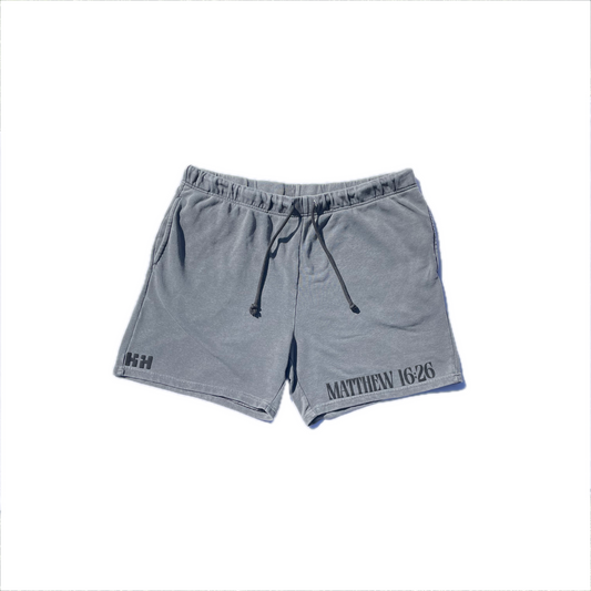 “Matthew 16:26” Soft Fleece Shorts (Grey)
