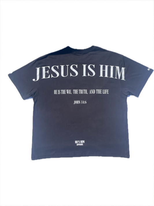 Oversized “Jesus Is Him” T-Shirt (Black)