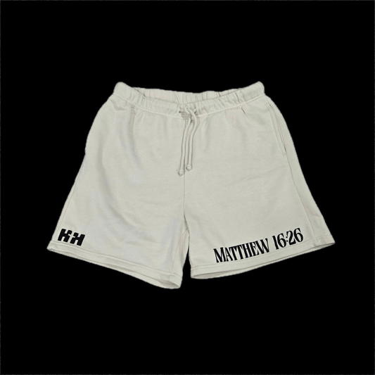 “Matthew 16:26” Soft Fleece Shorts (Light Birch)