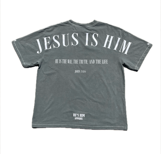Oversized “Jesus Is Him” T-Shirt (Grey)